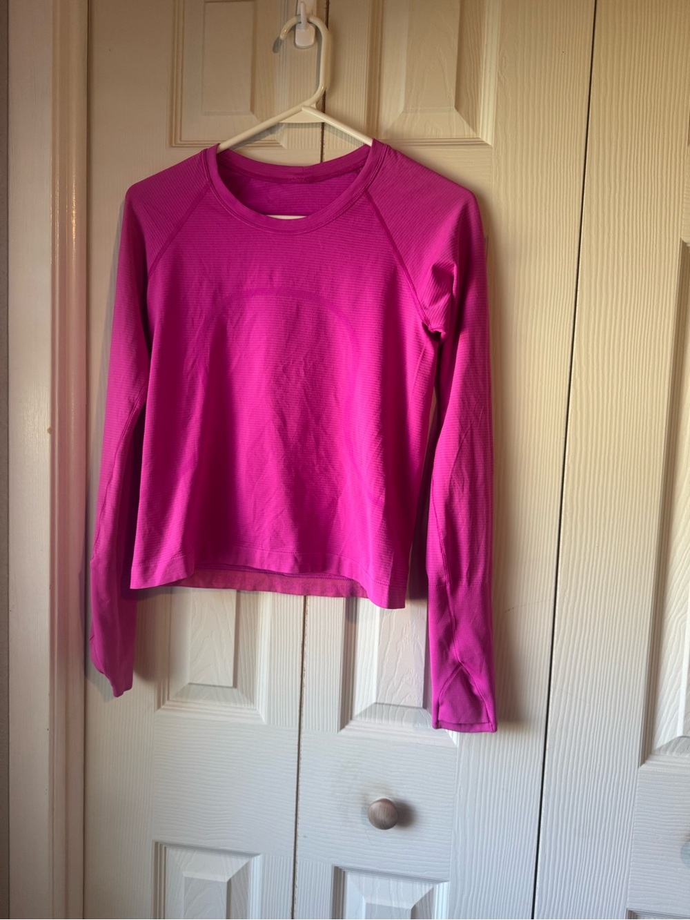 lululemon athletica Hot Pink Long-Sleeve Cropped Top